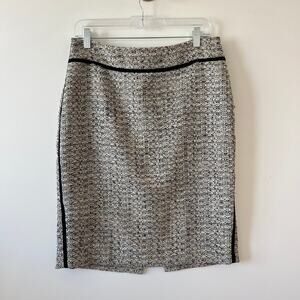 Ann Taylor Cream Black Tweed Career Professional Pencil Skirt Womens Size 8